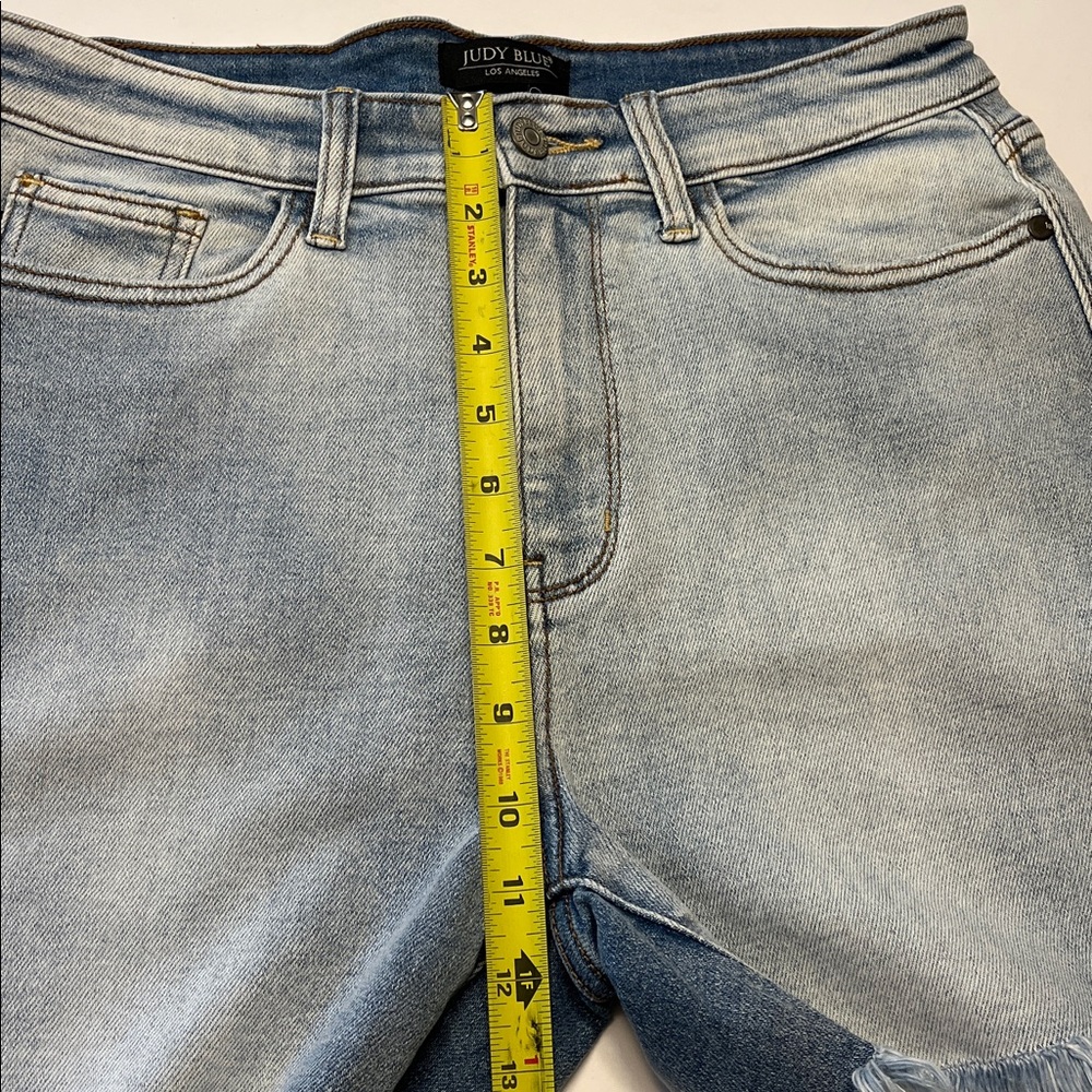 Judy Blue High Rise Cut Off Dad Shorts, Light Blue, size L - Picture 7 of 8